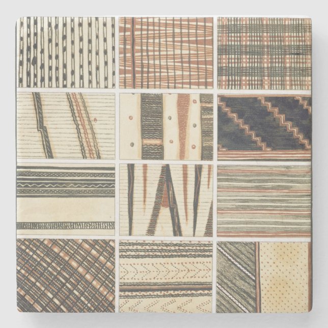 Dessous-de-verre En Pierre Motif de tapa polynésien du cuisinier (Devant)