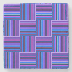 Dessous-de-verre En Pierre Motif de tissage à rayures bleues et violettes