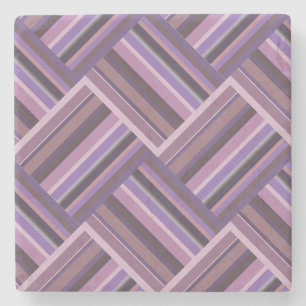 Dessous-de-verre En Pierre Motif de tissage diagonale rayures mauve