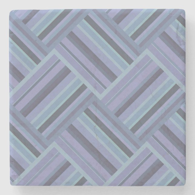 Dessous-de-verre En Pierre Motif de tissage en diagonale gris bleu (Devant)