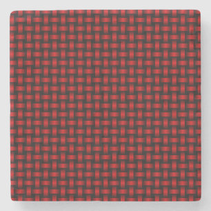 Dessous-de-verre En Pierre Motif de tissage noir rouge