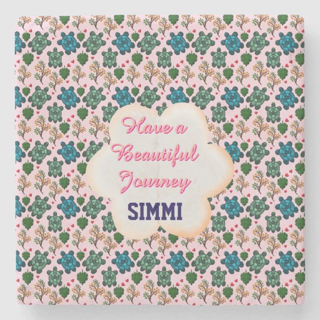 Dessous-de-verre En Pierre Motif de tortue personnalisé (Devant)