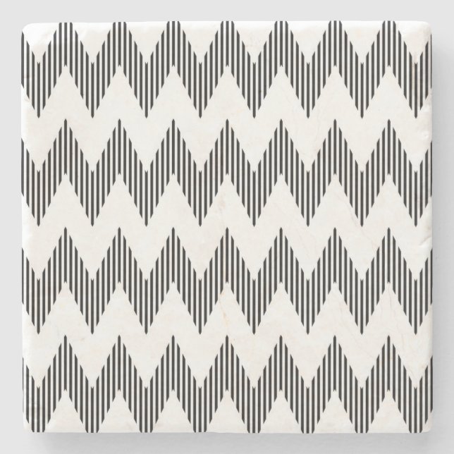 Dessous-de-verre En Pierre Motif de zigzag géométrique (Devant)