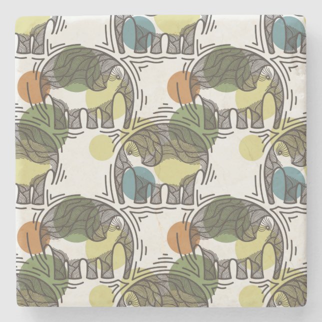 Dessous-de-verre En Pierre Motif d'éléphant (Devant)