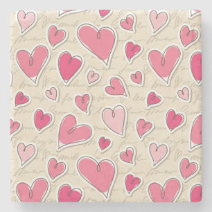 Dessous-de-verre En Pierre Motif des coeurs