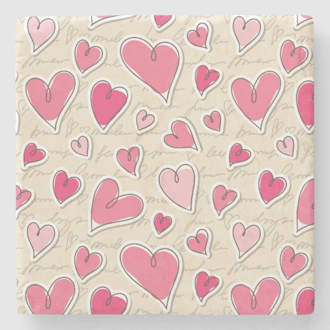 Dessous-de-verre En Pierre Motif des coeurs (Devant)