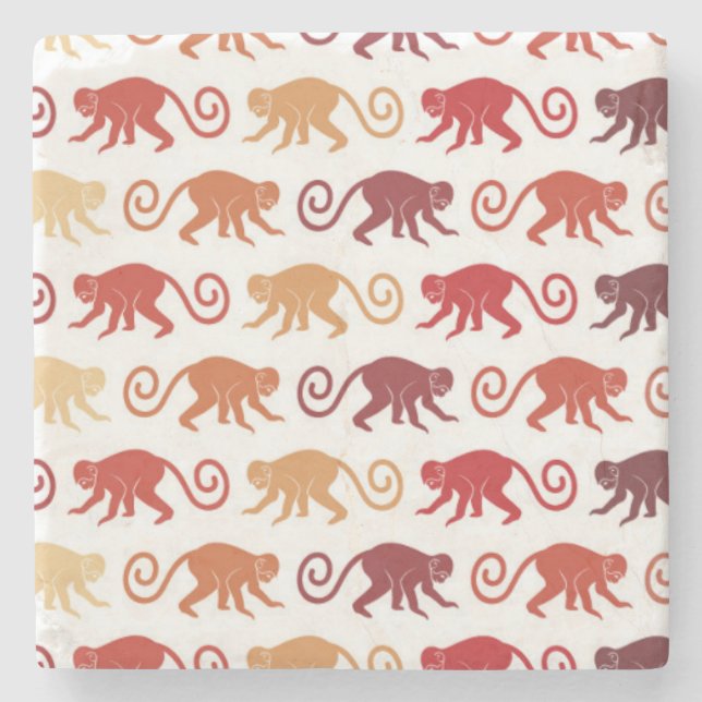 Dessous-de-verre En Pierre Motif des singes rouges (Devant)