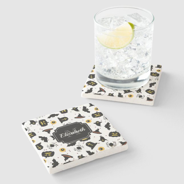 Dessous-de-verre En Pierre Motif d'Halloween (Côté)