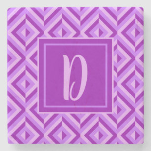Dessous-de-verre En Pierre Motif diamant à trois tons violet monogramme