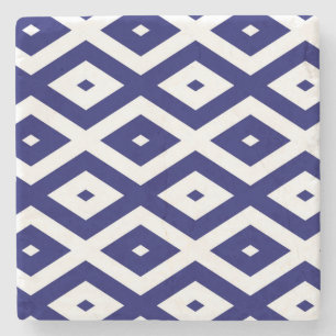 Dessous-de-verre En Pierre Motif diamant bleu marine et blanc