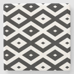 Dessous-de-verre En Pierre Motif diamant noir et blanc