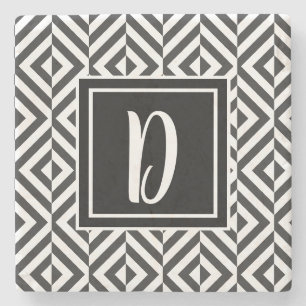 Dessous-de-verre En Pierre Motif diamant noir et blanc Monogram