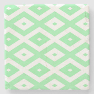 Dessous-de-verre En Pierre Motif diamant vert et blanc