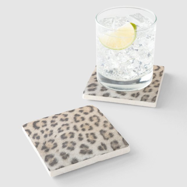 Dessous-de-verre En Pierre Motif d'impression de fourrure de léopard guépard  (Côté)