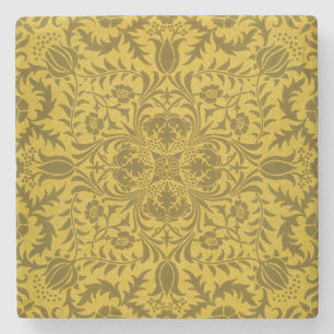 Dessous-de-verre En Pierre Motif doré jaune vigne sans couture de William Mor