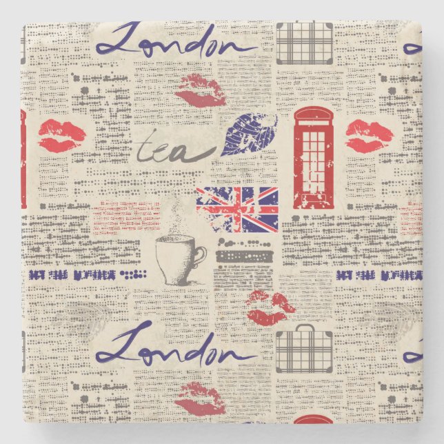 Dessous-de-verre En Pierre Motif du journal londonien (Devant)