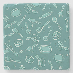 Dessous-de-verre En Pierre Motif d'ustensiles de cuisine