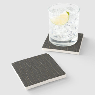 Dessous-de-verre En Pierre Motif élégant de lignes ondulées en or