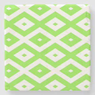 Dessous-de-verre En Pierre Motif en diamant vert et blanc