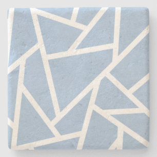 Dessous-de-verre En Pierre Motif en mosaïque bleu pâle et blanc