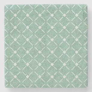 Dessous-de-verre En Pierre Motif en treillis velouté en vert menthe