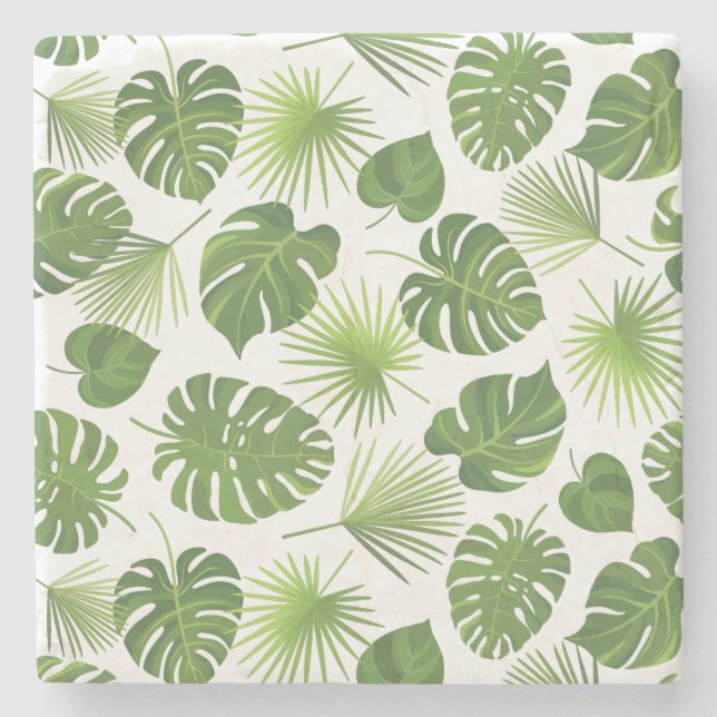 Dessous-de-verre En Pierre Motif Feuille élégant Green Tropical (Devant)
