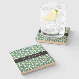 Dessous-de-verre En Pierre Motif feuille, Feuilles verts, votre nom