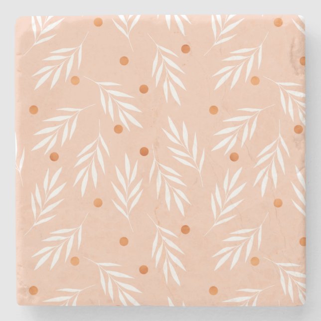 Dessous-de-verre En Pierre Motif Feuille moderne Apricot rose (Devant)