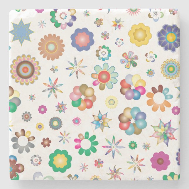 Dessous-de-verre En Pierre Motif floral (Devant)