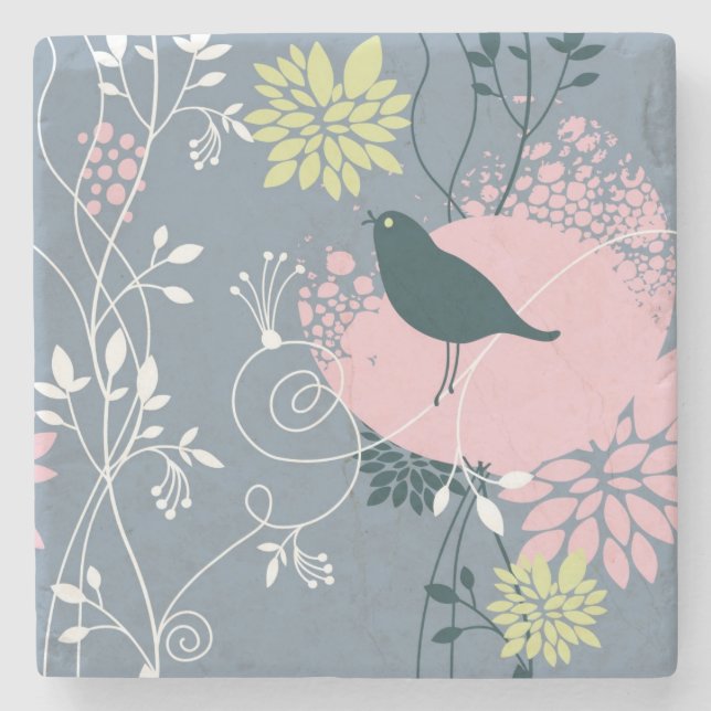 Dessous-de-verre En Pierre Motif floral 10 (Devant)