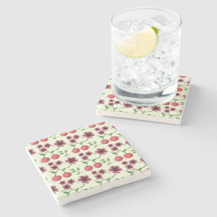 Dessous-de-verre En Pierre Motif floral à la cerise rouge