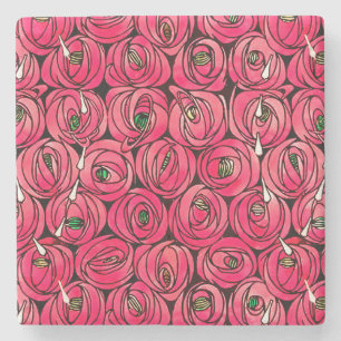 Dessous-de-verre En Pierre Motif floral Art Nouveau de rose Rennie Mackintosh