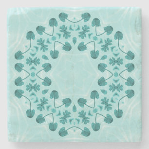 Dessous-de-verre En Pierre Motif floral, bleu Turquoise