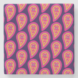 Dessous-de-verre En Pierre Motif Floral Boho Rose