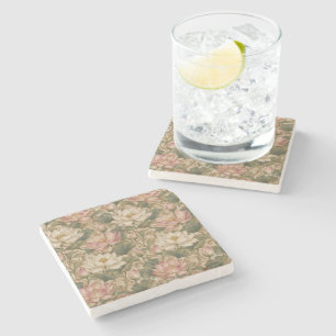 Dessous-de-verre En Pierre Motif floral botanique de lotus aquatique vintage