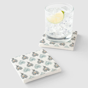 Dessous-de-verre En Pierre Motif floral de rose bleue élégant