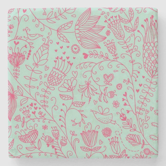 Dessous-de-verre En Pierre Motif floral mignon d'été (Devant)