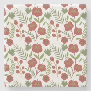 Dessous-de-verre En Pierre Motif floral rouge sans couture sur arrière - plan