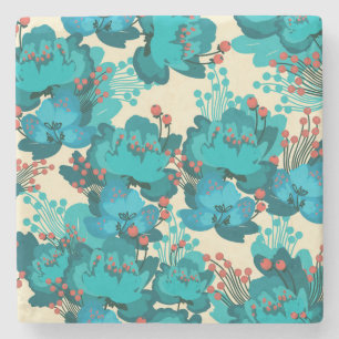 Dessous-de-verre En Pierre motif floral vintage, fleurs délicates.