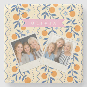 Dessous-de-verre En Pierre Motif folklorique personnalisé de citrus rétro mig