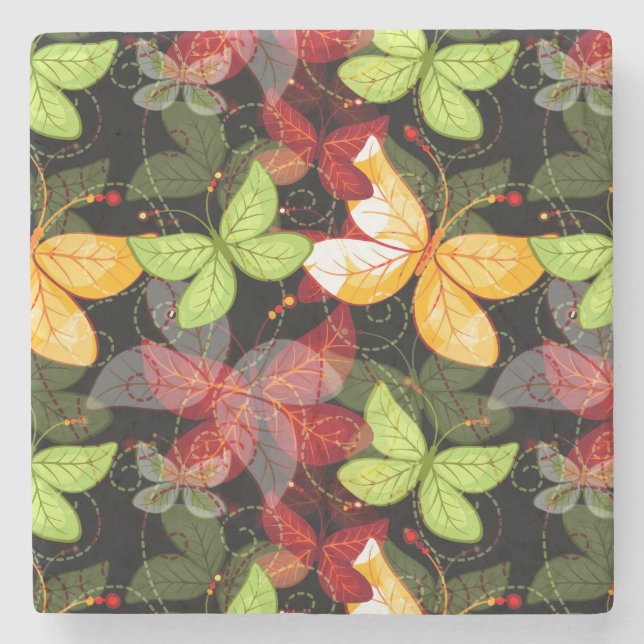 Dessous-de-verre En Pierre Motif foncé d'automne (Devant)