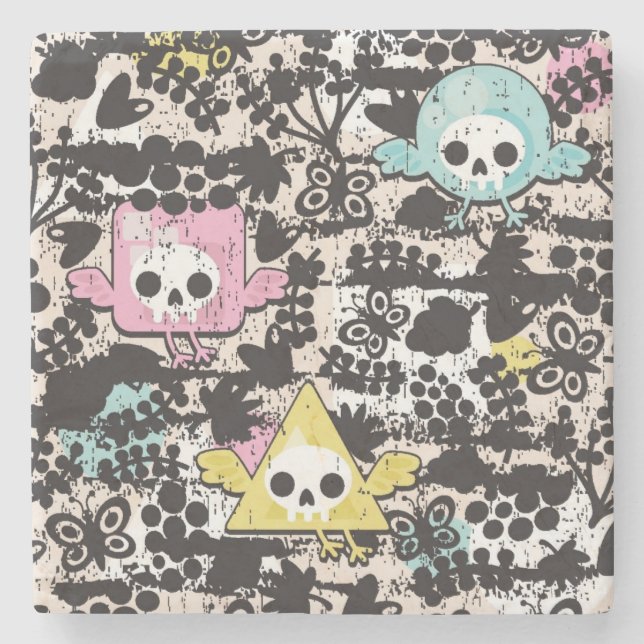 Dessous-de-verre En Pierre Motif fou d'oiseaux (Devant)