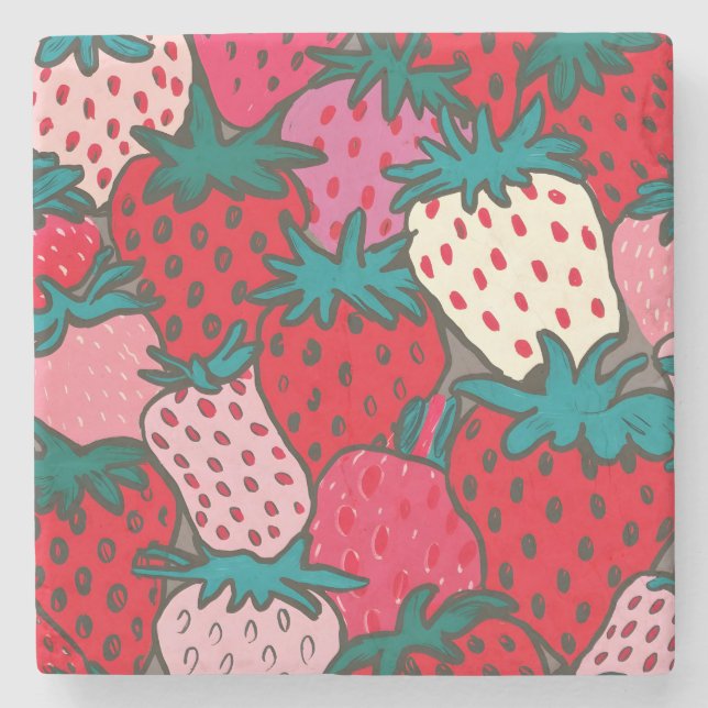Dessous-de-verre En Pierre Motif Fraise (Devant)