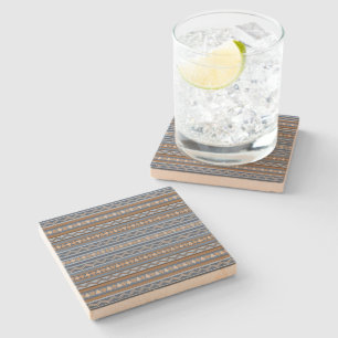 Dessous-de-verre En Pierre Motif géométrique bleu et marron de style sud-oues