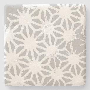 Dessous-de-verre En Pierre Motif géométrique gris et blanc
