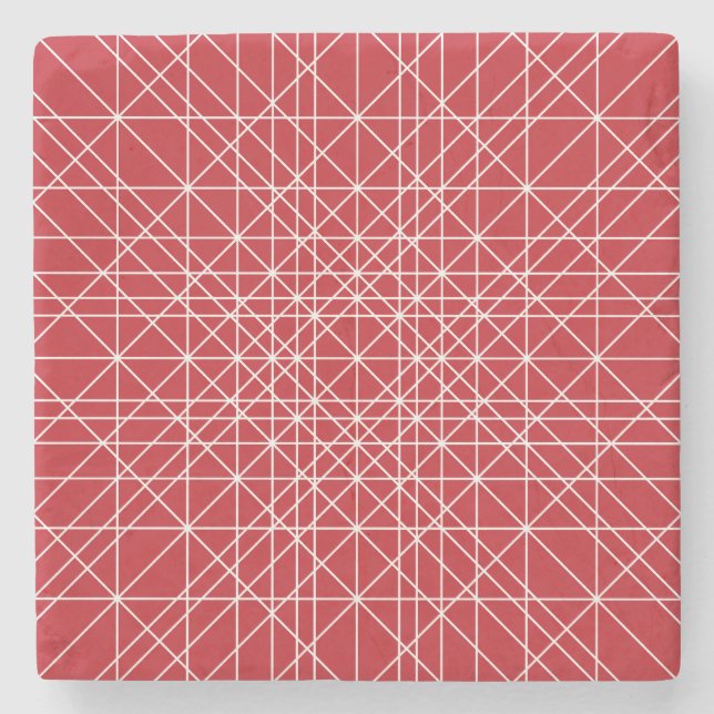 Dessous-de-verre En Pierre Motif Géométrique Miroku Rouge et blanc (Devant)