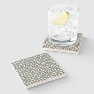 Dessous-de-verre En Pierre Motif géométrique sarcelle, marron et blanc