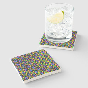 Dessous-de-verre En Pierre Motif géométrique vibrant et coloré