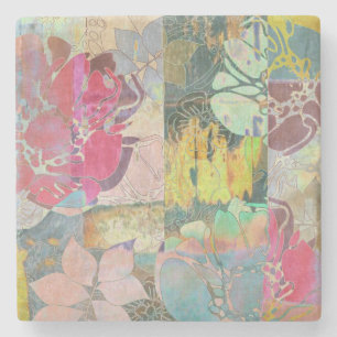 Dessous-de-verre En Pierre Motif grunge floral d'art