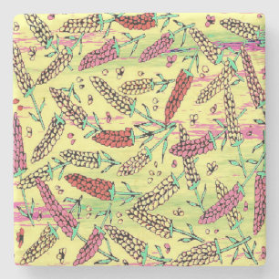 Dessous-de-verre En Pierre motif jaune, rose et rouge